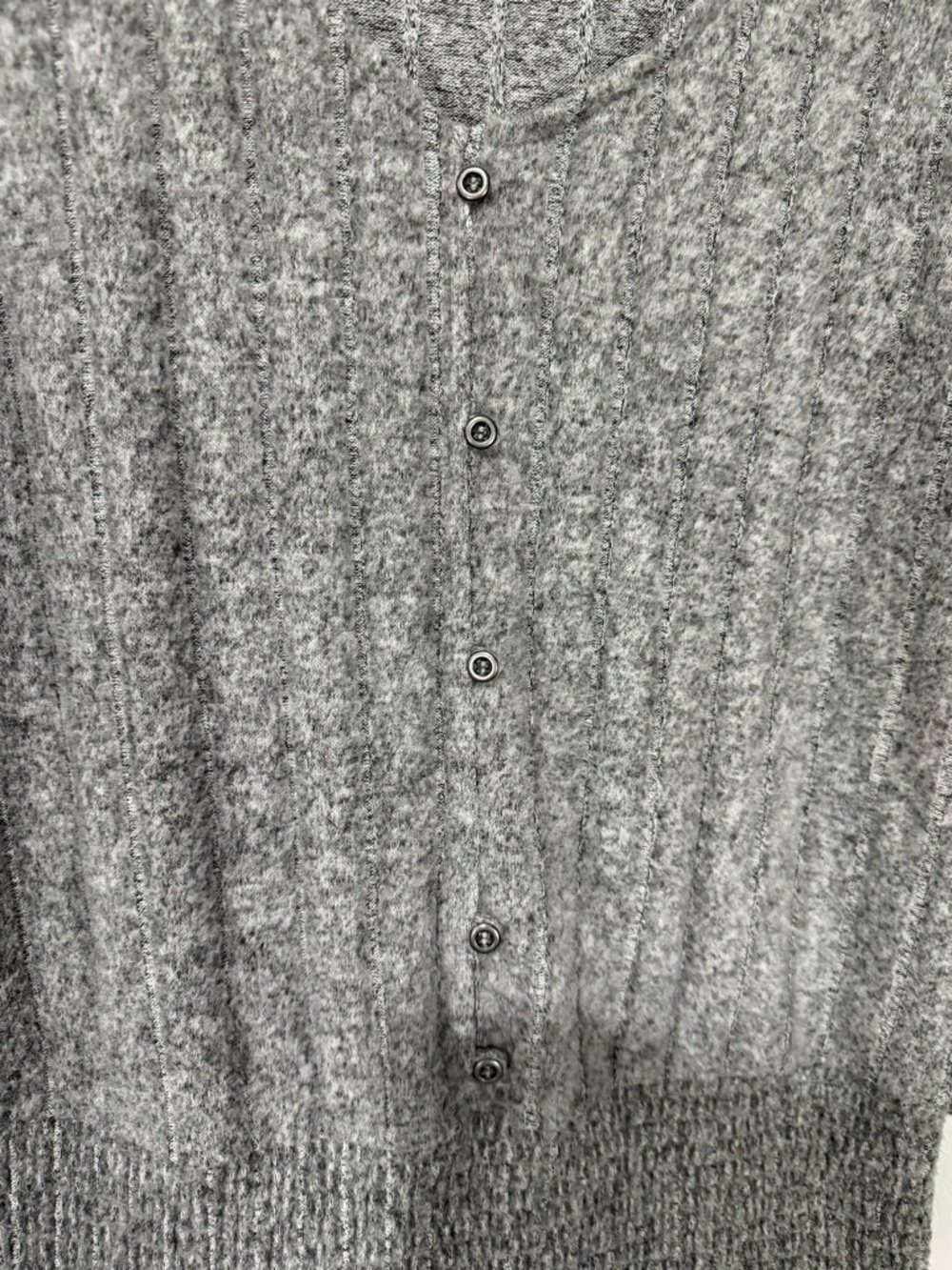 Cato Gray Ribbed Button-Back Knit Cardigan - Picture 3 of 8